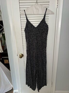 Black & White Striped V-Neck Slip Dress